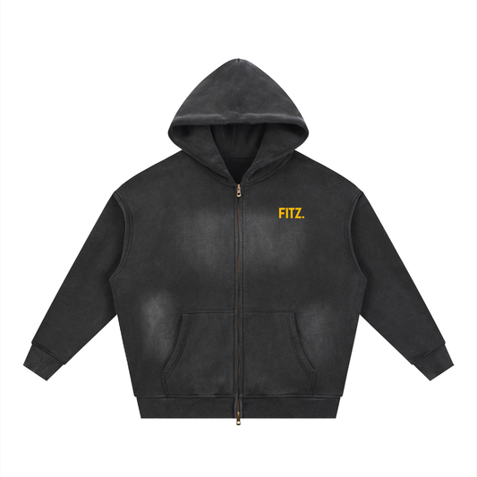 Sunfade Two-way Zipper Boxy Fleece Hoodie