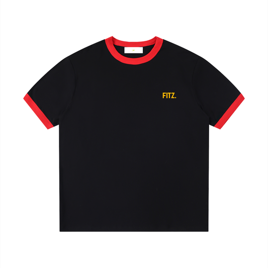 Contrast Edge Ribbed Crewneck T-Shirt