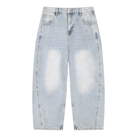 CANNING Men's Vintage Wash Sunfade Barrel Leg Jeans