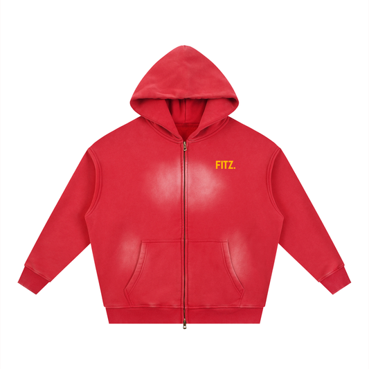 Sunfade Two-way Zipper Boxy Fleece Hoodie