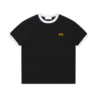 Contrast Edge Ribbed Crewneck T-Shirt