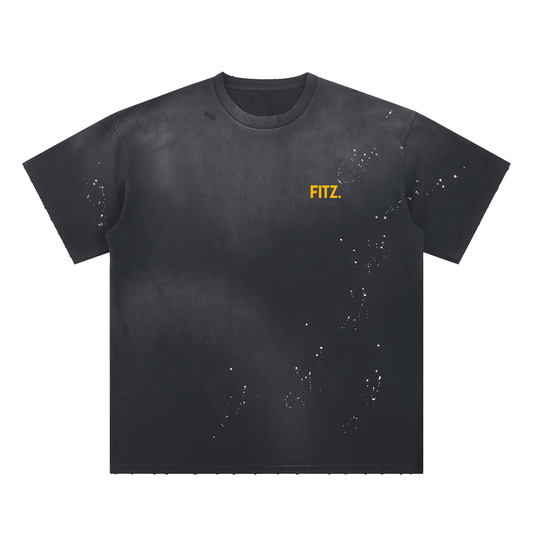 CANNING Hand Frayed Sunfade Paint Splatter T-Shirt