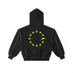 CANNING Contrast Stitched Boxy Fleece Zip Hoodie